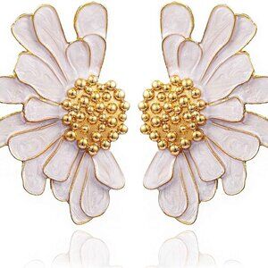 Vintage Flower Stud Earrings Exaggerated Oversized Daisy Flower Earrings Stateme